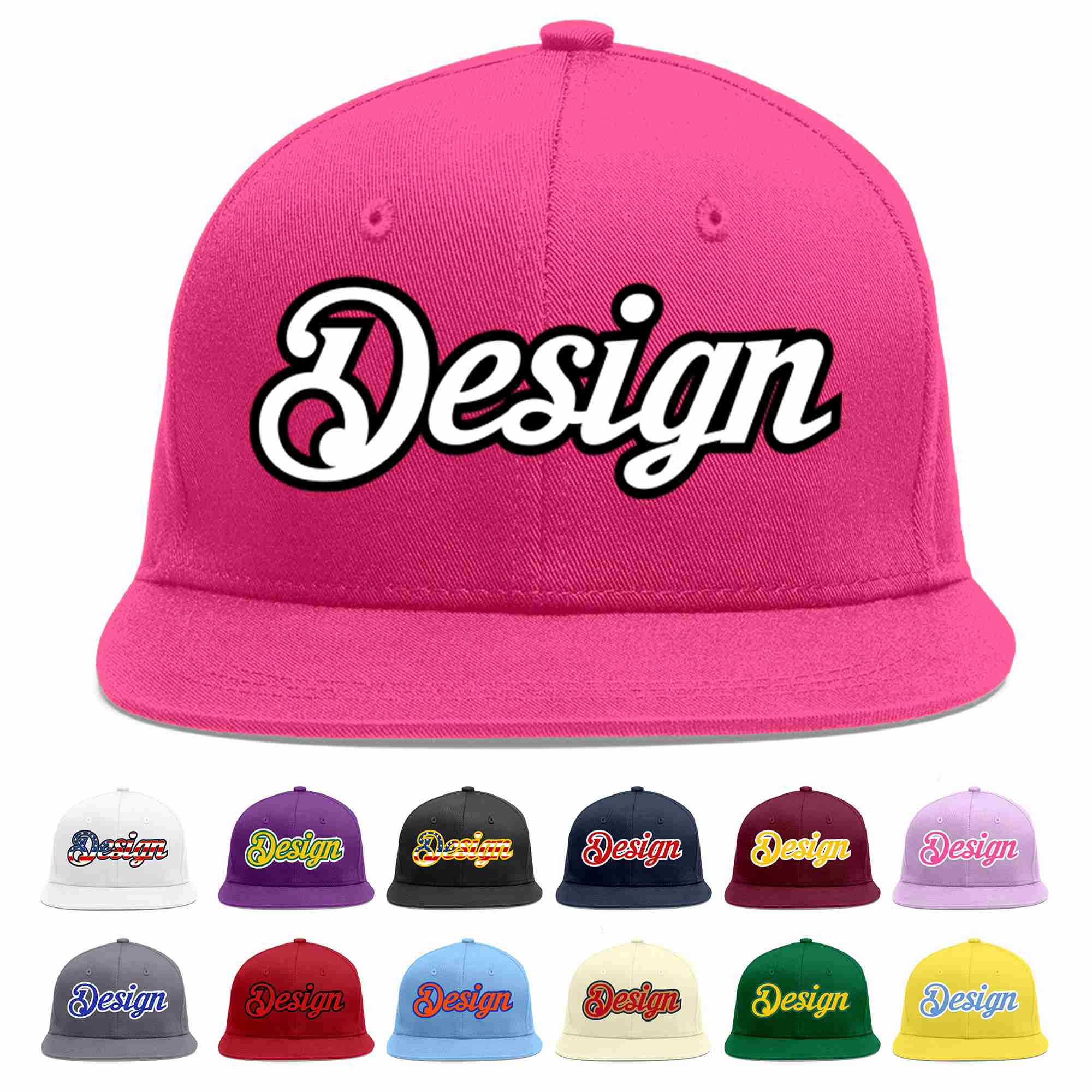 Custom Rose Red White-Black Flat Eaves Sport Baseball Cap Design for Men/Women/Youth