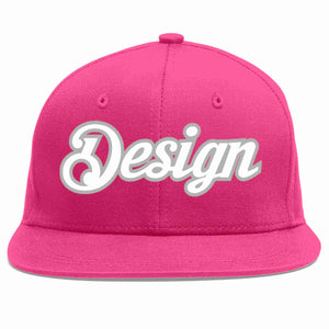 Conception personnalisée de casquette de baseball de sport à avant-toit plat rose rouge blanc-gris pour hommes/femmes/jeunes