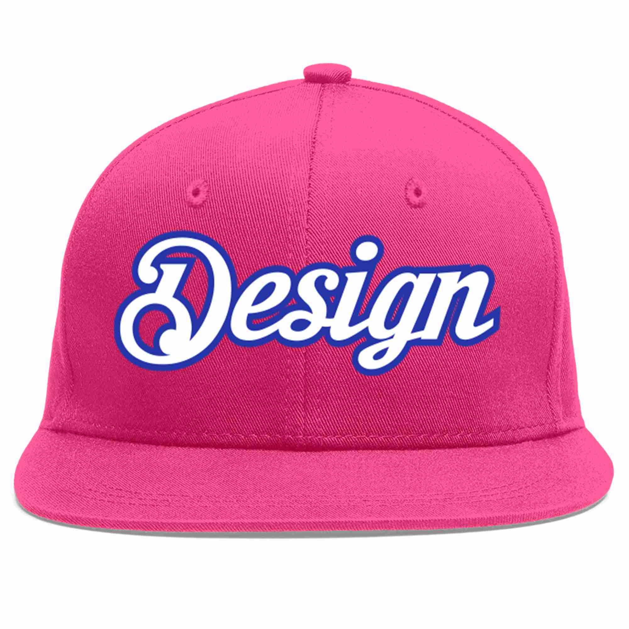 Custom Rose Red White-Royal Flat Eaves Sport Baseball Cap Design for Men/Women/Youth