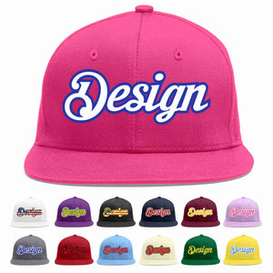 Casquette de baseball personnalisée Rose rouge blanc-Royal Flat Eaves, Design pour hommes/femmes/jeunes