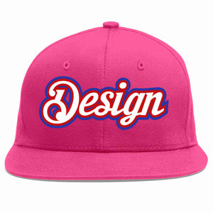 Conception personnalisée de casquette de baseball de sport à avant-toit plat rose rouge blanc-rouge pour hommes/femmes/jeunes