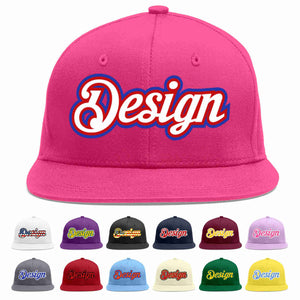 Conception personnalisée de casquette de baseball de sport à avant-toit plat rose rouge blanc-rouge pour hommes/femmes/jeunes