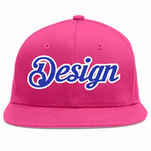 Conception personnalisée de casquette de baseball de sport à avant-toit plat rose rouge royal-blanc pour hommes/femmes/jeunes