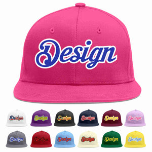 Conception personnalisée de casquette de baseball de sport à avant-toit plat rose rouge royal-blanc pour hommes/femmes/jeunes