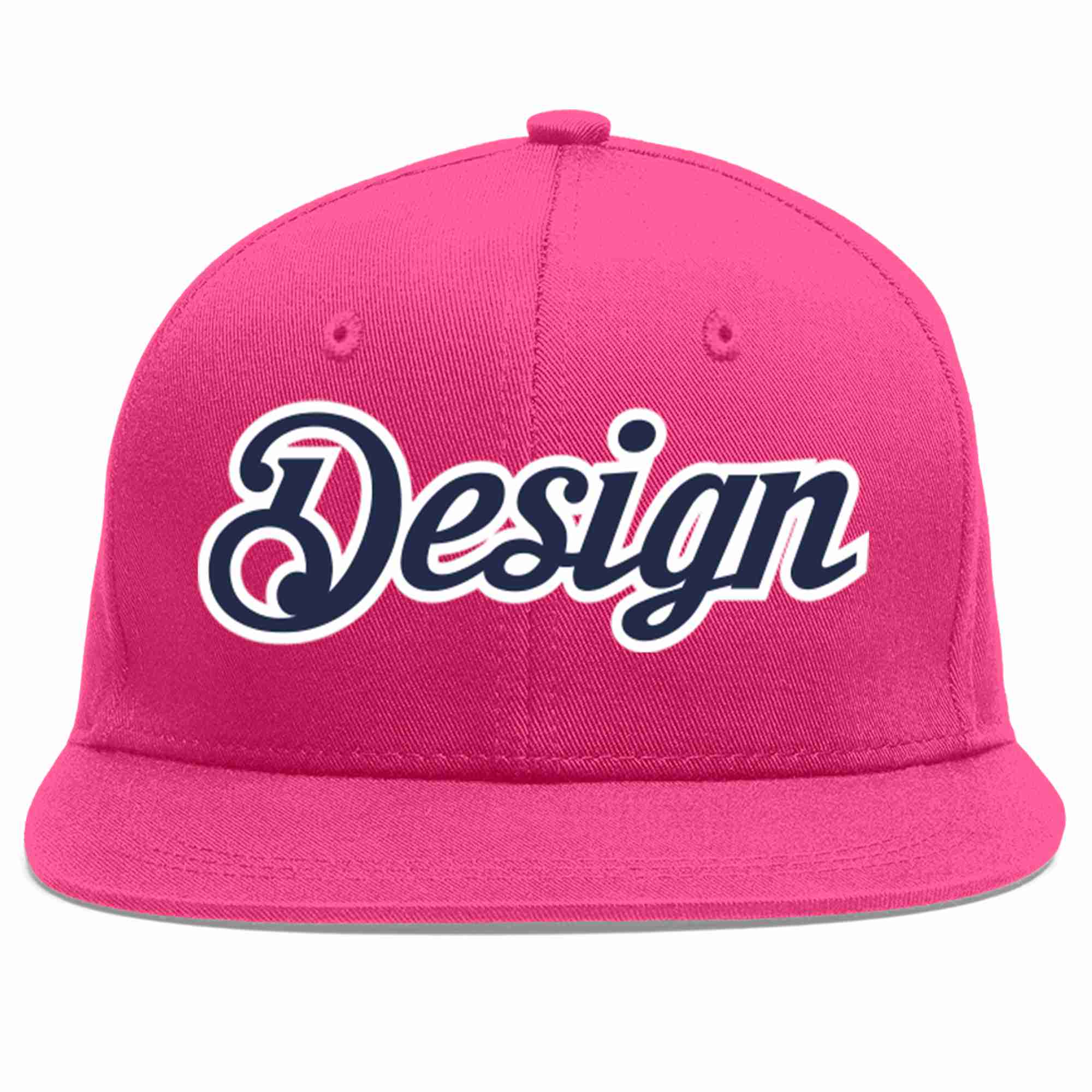 Custom Rose Red Navy-White Flat Eaves Sport Baseball Cap Design for Men/Women/Youth