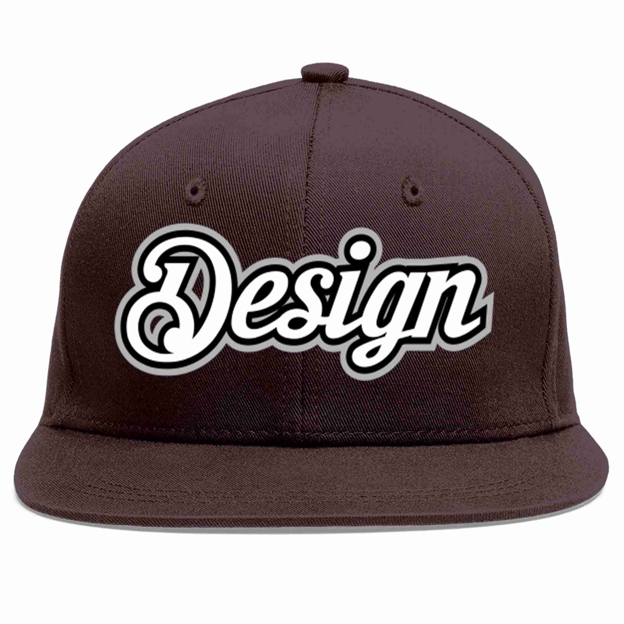 Custom Brown White-Black Flat Eaves Sport Baseball Cap Design for Men/Women/Youth