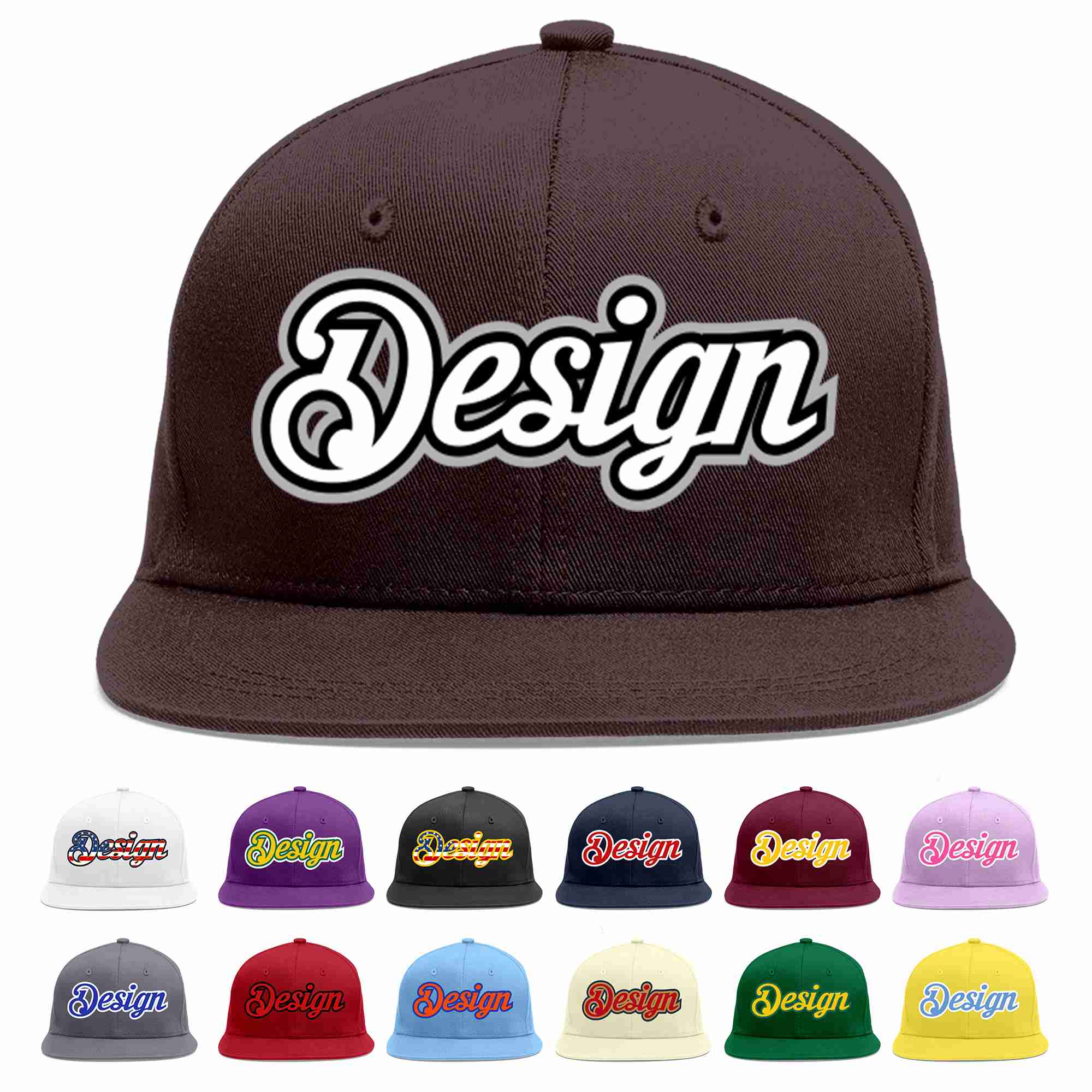 Custom Brown White-Black Flat Eaves Sport Baseball Cap Design for Men/Women/Youth