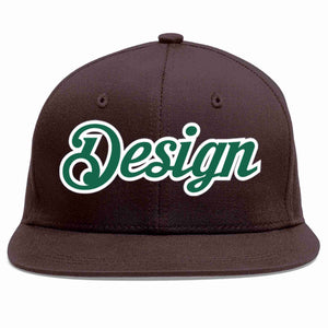 Casquette de baseball personnalisée marron Kelly vert-blanc avec avant-toit plat pour hommes/femmes/jeunes