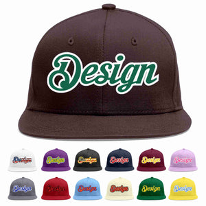 Casquette de baseball personnalisée marron Kelly vert-blanc avec avant-toit plat pour hommes/femmes/jeunes