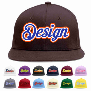 Custom Brown Royal-White Flat Eaves Sport Baseball Cap Design for Men/Women/Youth