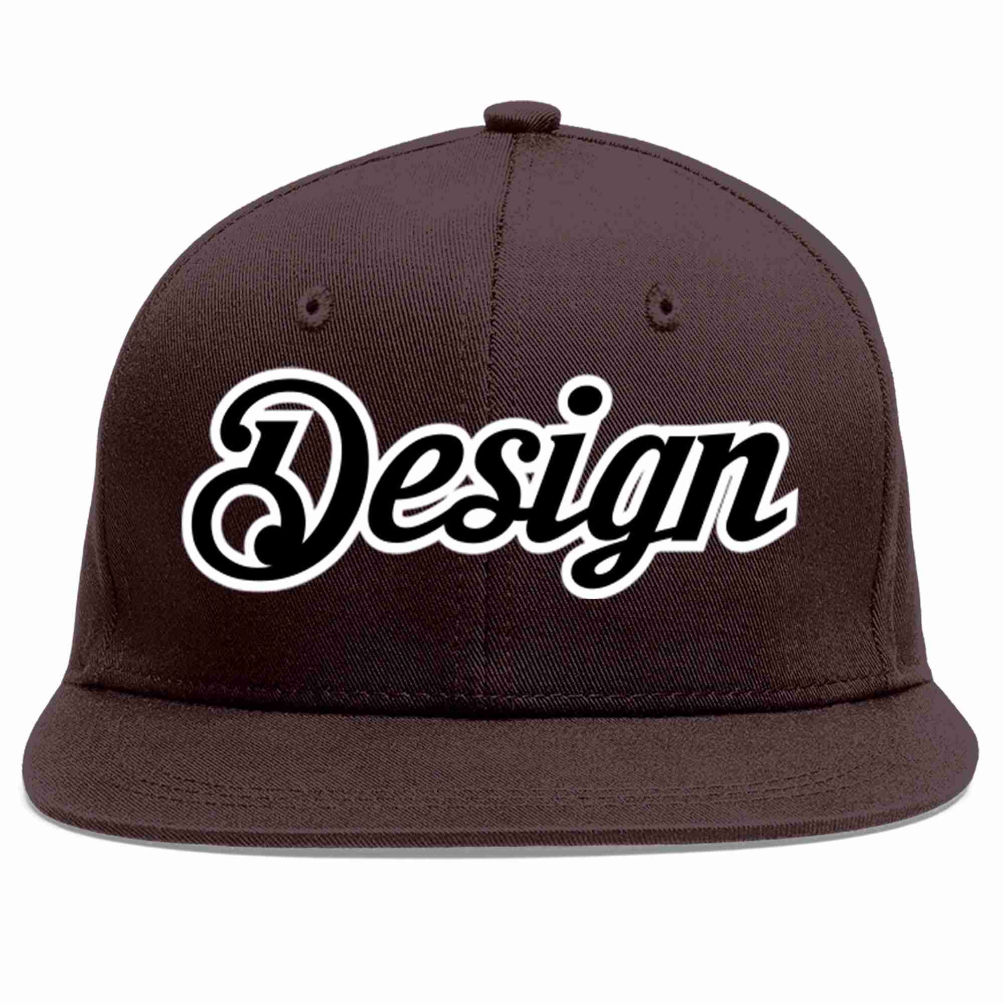 Custom Brown Black-White Flat Eaves Sport Baseball Cap Design for Men/Women/Youth