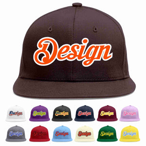 Custom Brown Orange-White Flat Eaves Sport Baseball Cap Design for Men/Women/Youth