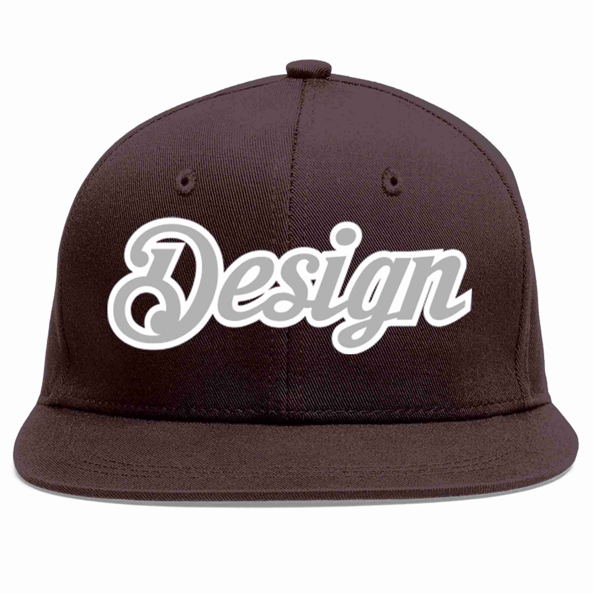 Custom Brown Gray-White Flat Eaves Sport Baseball Cap Design for Men/Women/Youth