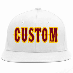 Custom White Crimson-Gold Casual Sport Baseball Cap