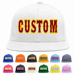 Custom White Crimson-Gold Casual Sport Baseball Cap