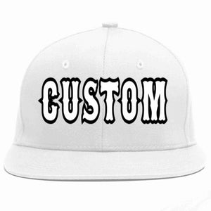 Custom White White-Black Casual Sport Baseball Cap