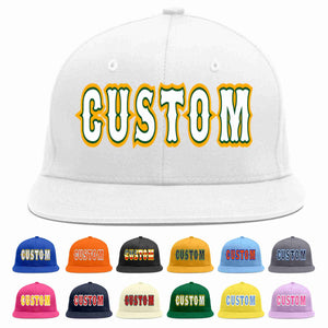 Custom White White-Kelly Green Casual Sport Baseball Cap