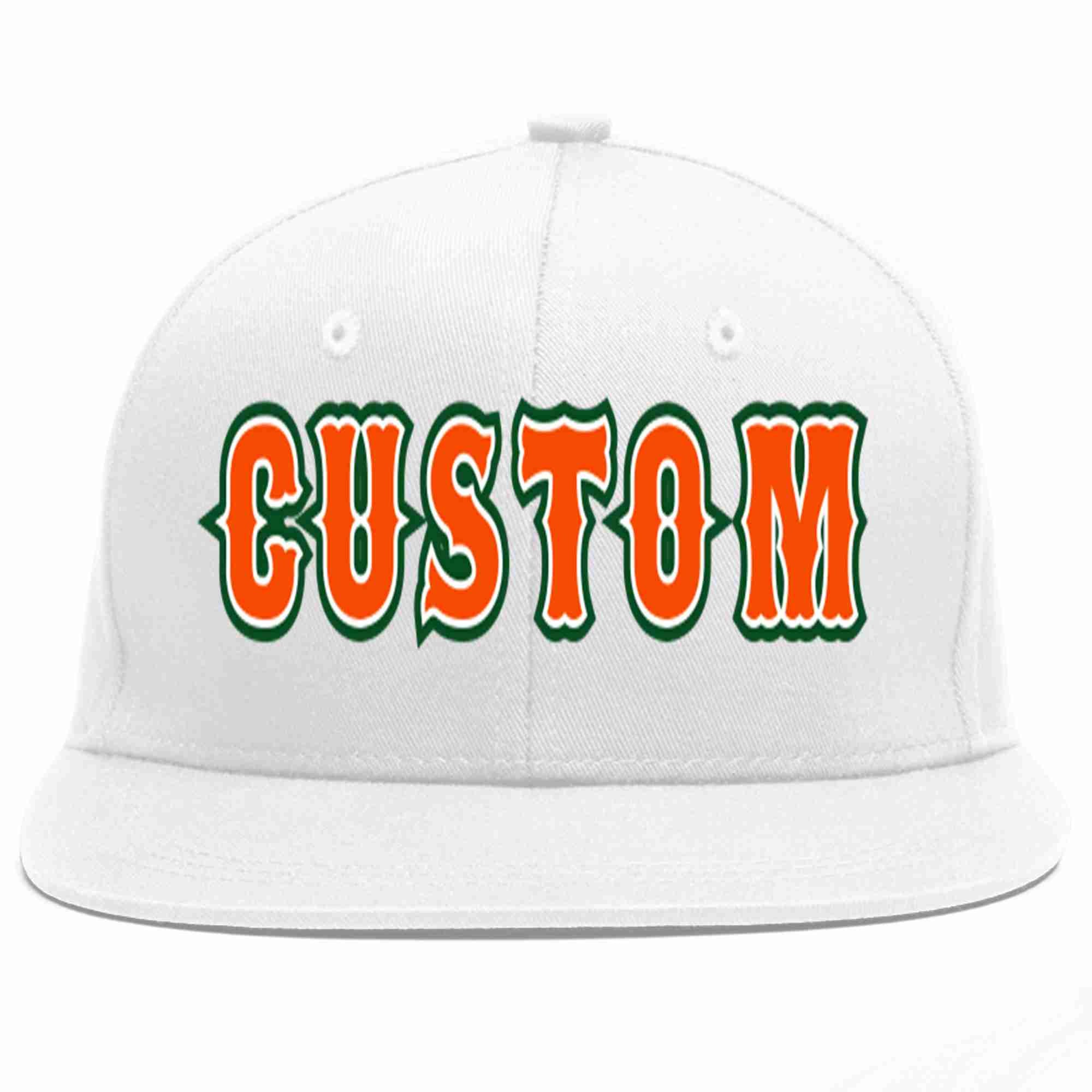 Custom White Orange-White Casual Sport Baseball Cap