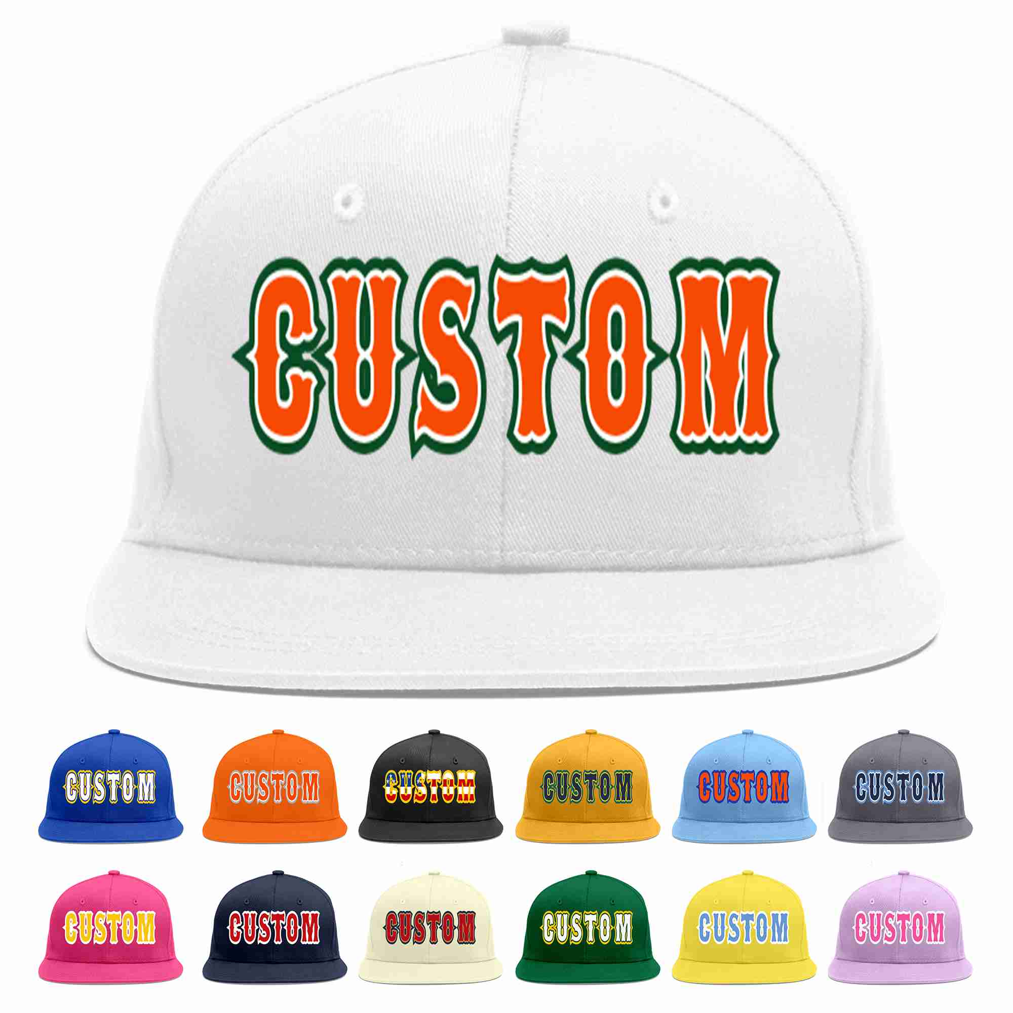 Custom White Orange-White Casual Sport Baseball Cap