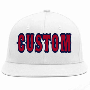 Custom White Red-Navy Casual Sport Baseball Cap