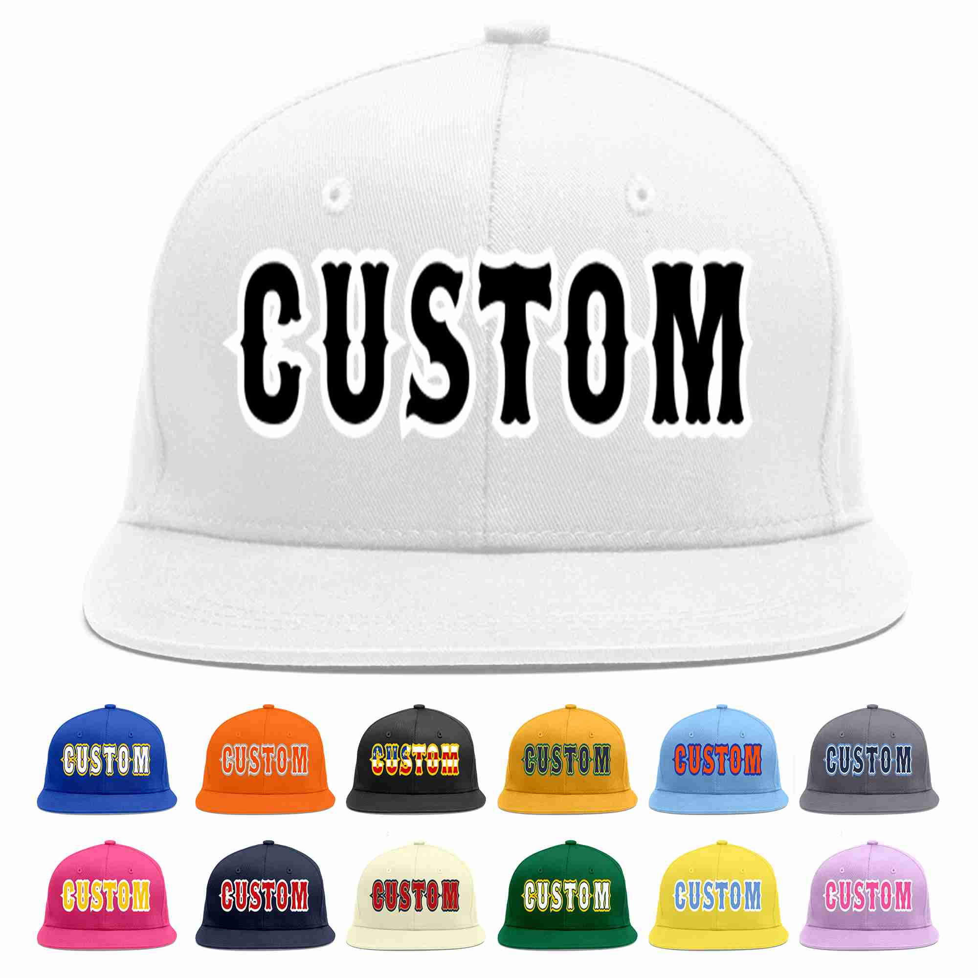 Custom White Black-White Casual Sport Baseball Cap