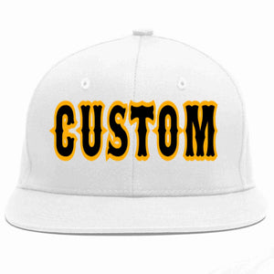 Custom White Black-Yellow Casual Sport Baseball Cap