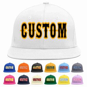 Custom White Black-Yellow Casual Sport Baseball Cap