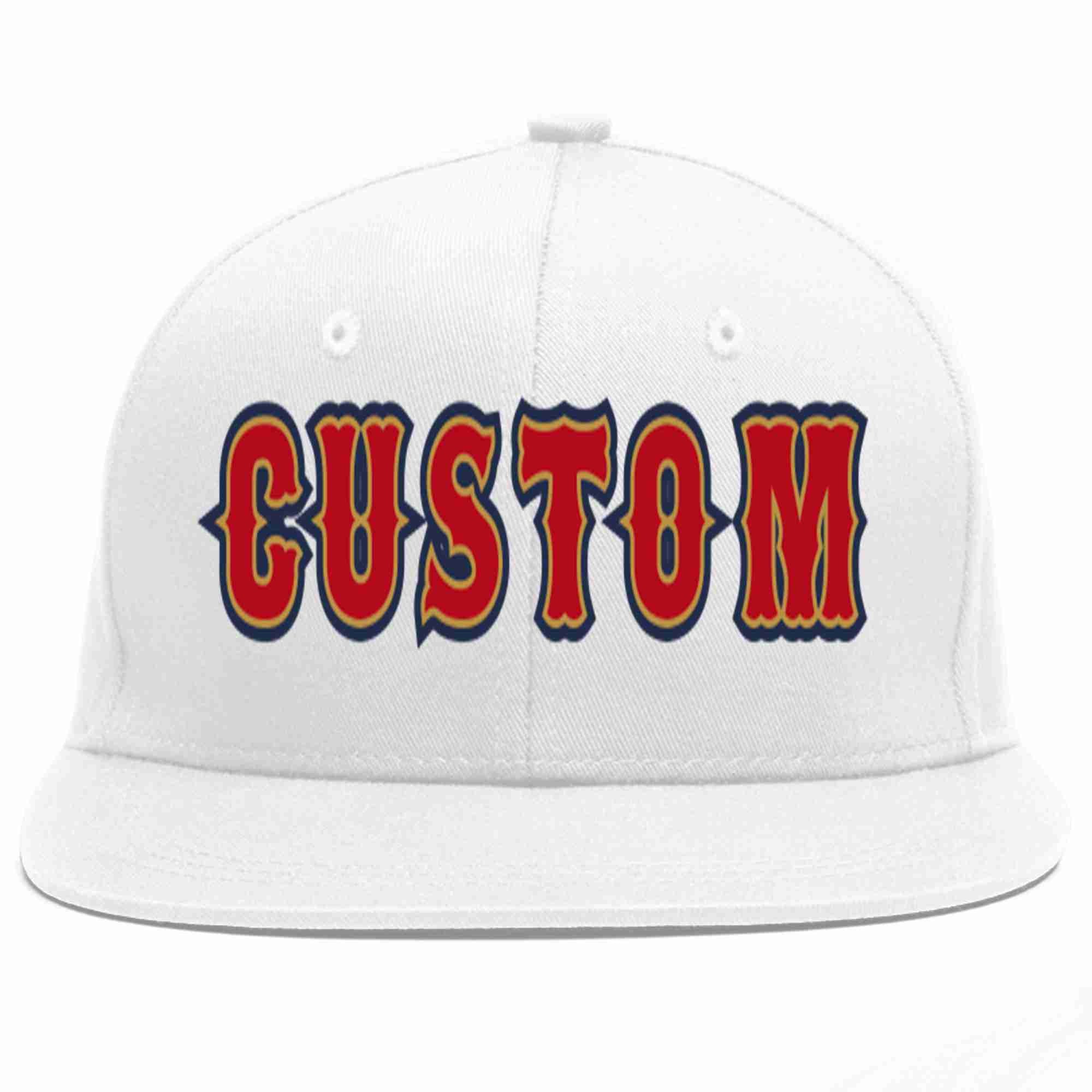 Casquette de baseball sport décontractée personnalisée blanc rouge-vieil or