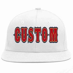 Custom White Red-Old Gold Casual Sport Baseball Cap