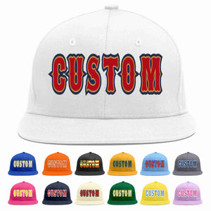 Custom White Red-Old Gold Casual Sport Baseball Cap