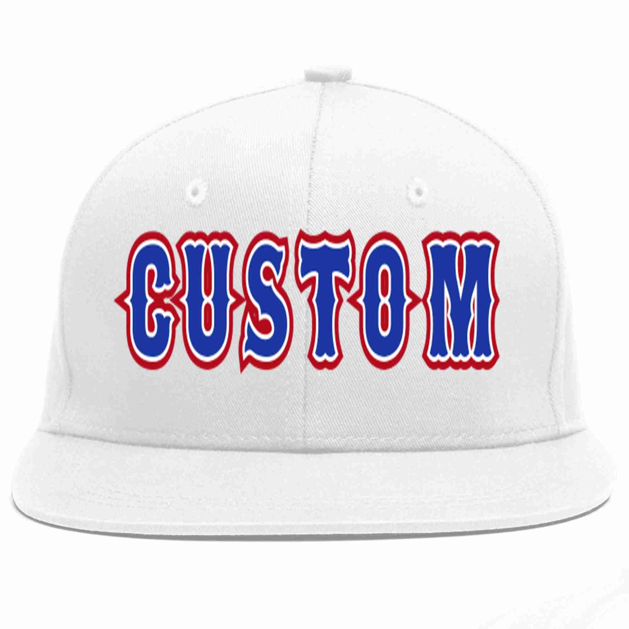 Custom White Royal-White Casual Sport Baseball Cap