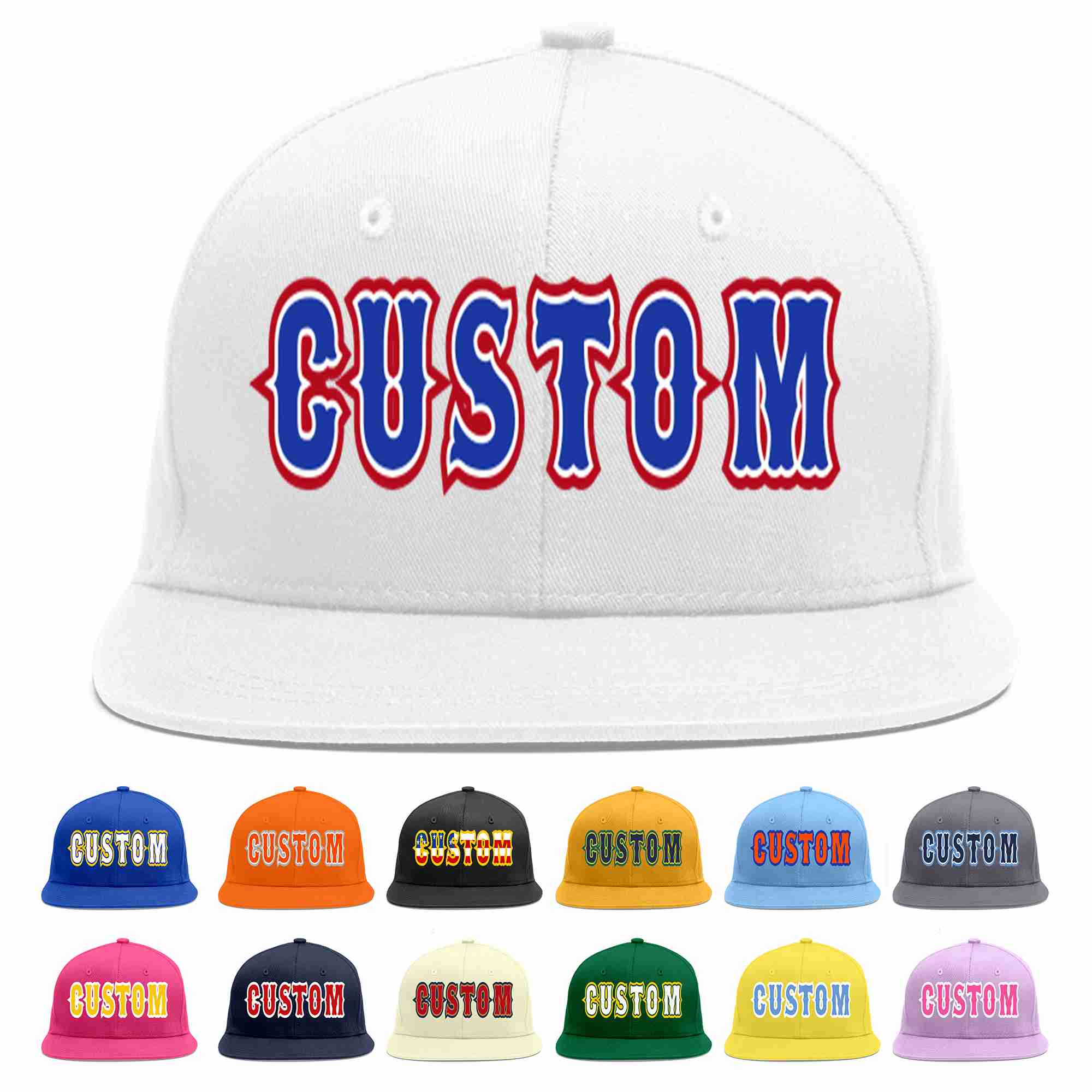 Custom White Royal-White Casual Sport Baseball Cap