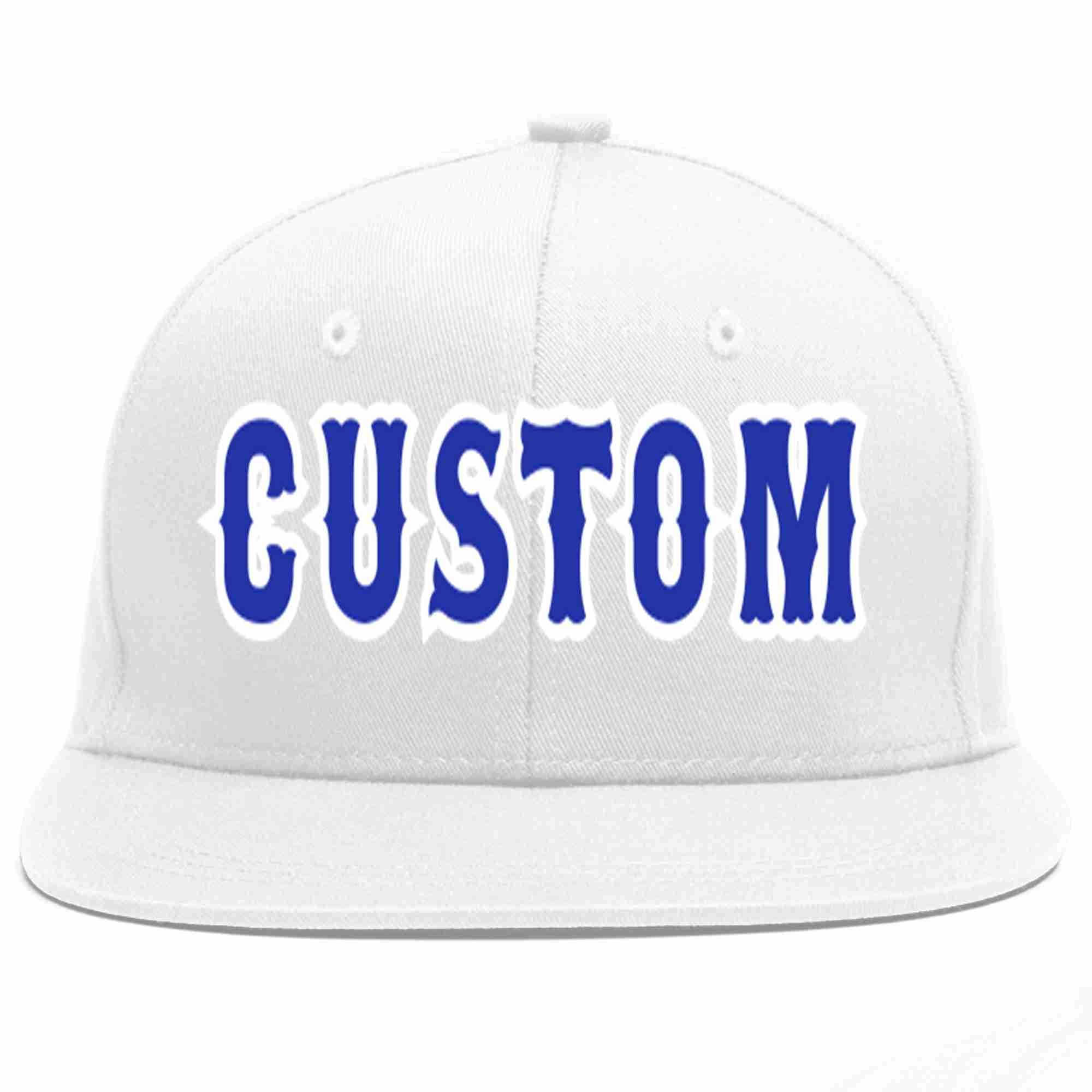 Custom White Royal-White Casual Sport Baseball Cap