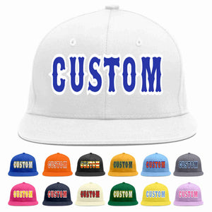 Custom White Royal-White Casual Sport Baseball Cap