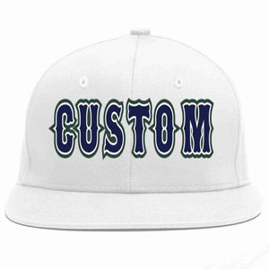 Custom White Navy-White Casual Sport Baseball Cap