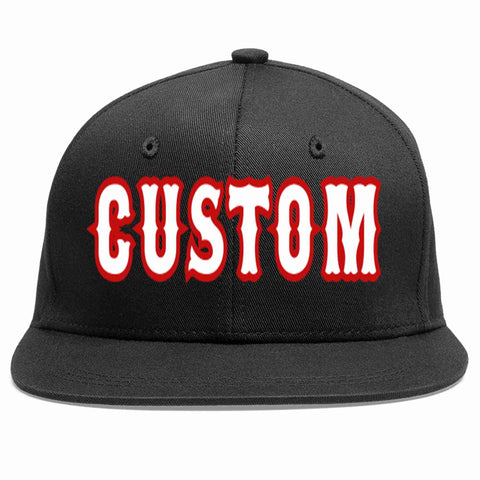 Custom Black White-Red Casual Sport Baseball Cap