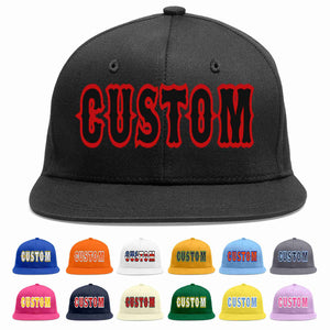 Custom Black Black-Red Casual Sport Baseball Cap