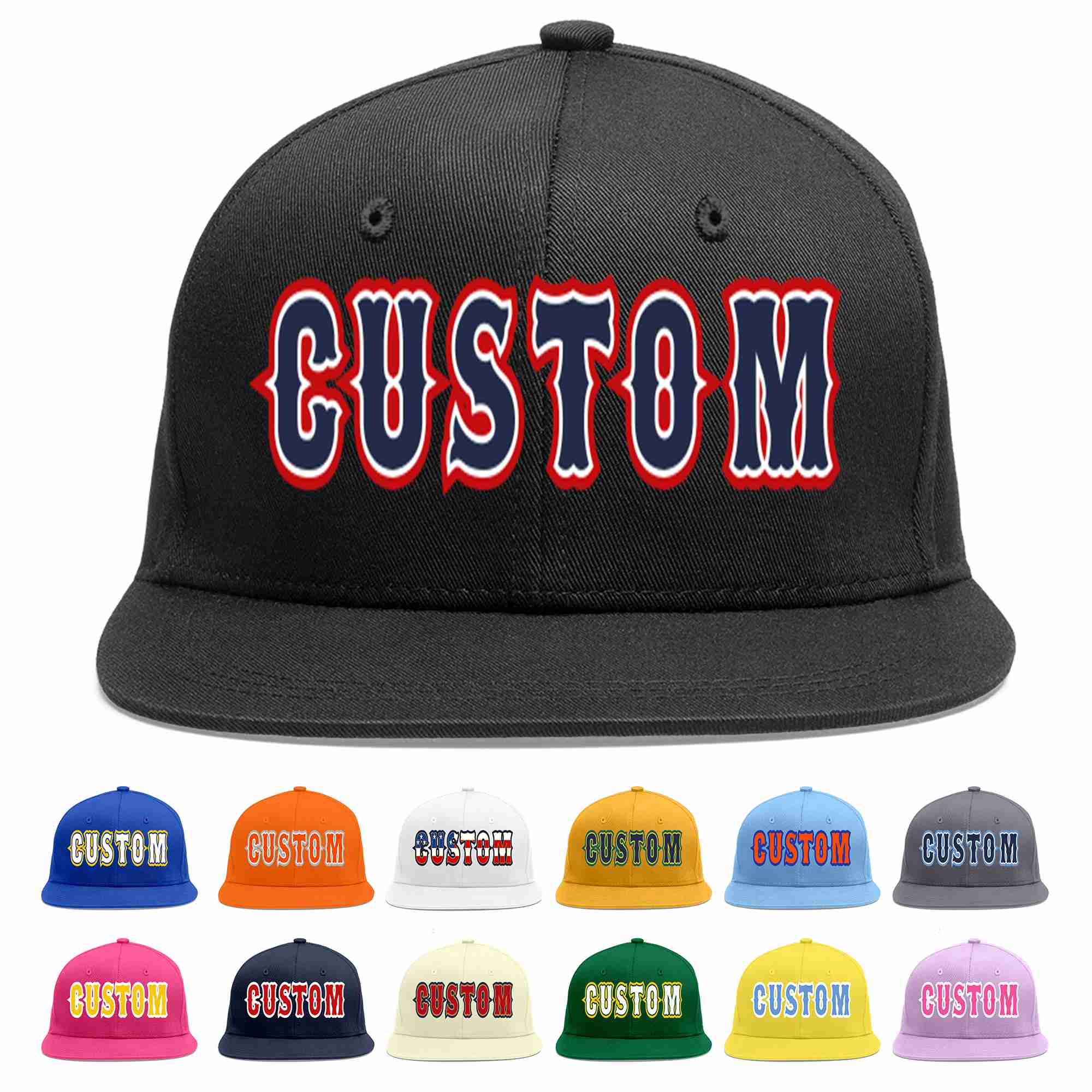 Custom Black Navy-White Casual Sport Baseball Cap