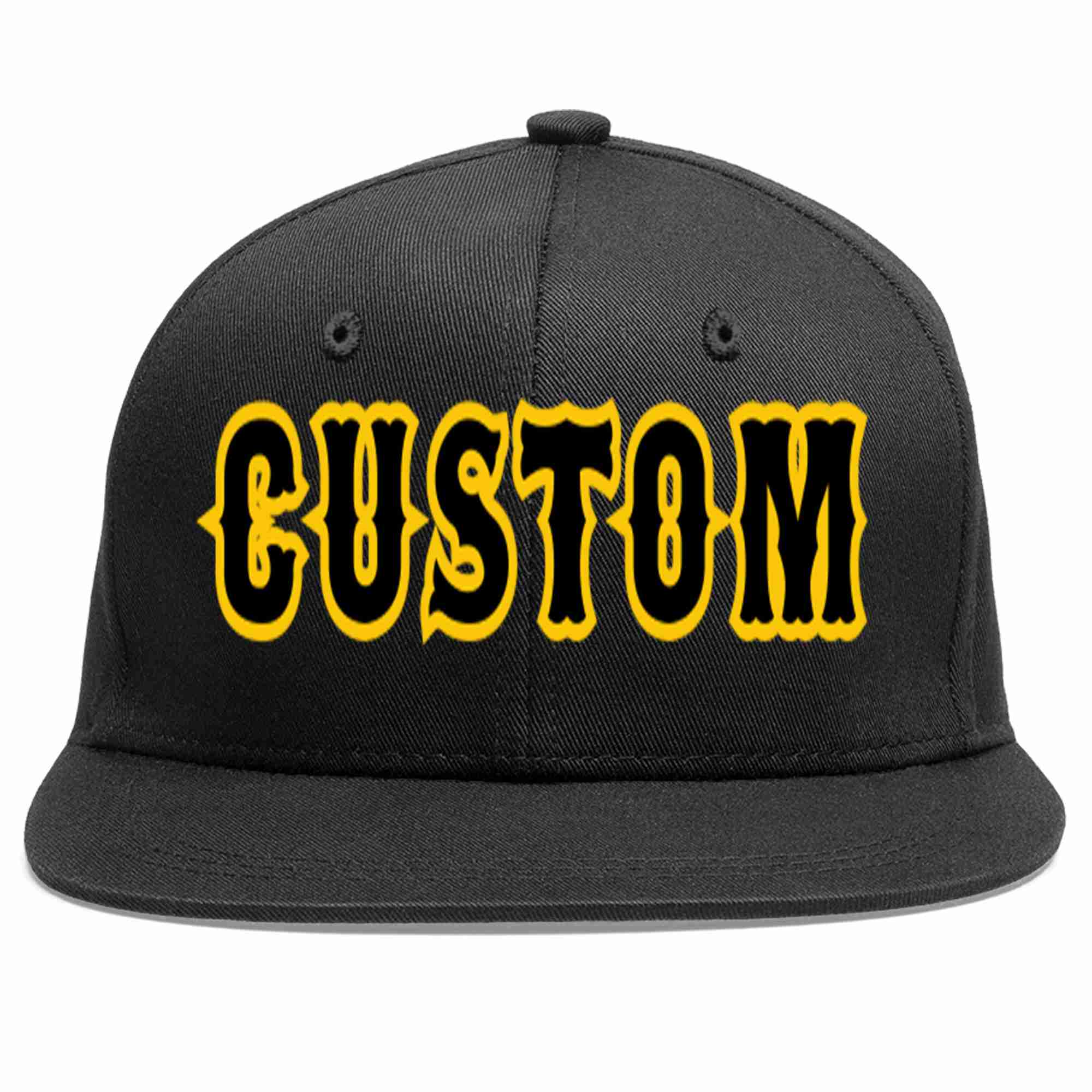 Custom Black Black-Gold Casual Sport Baseball Cap