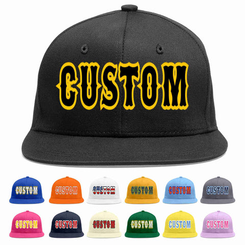 Custom Black Black-Gold Casual Sport Baseball Cap