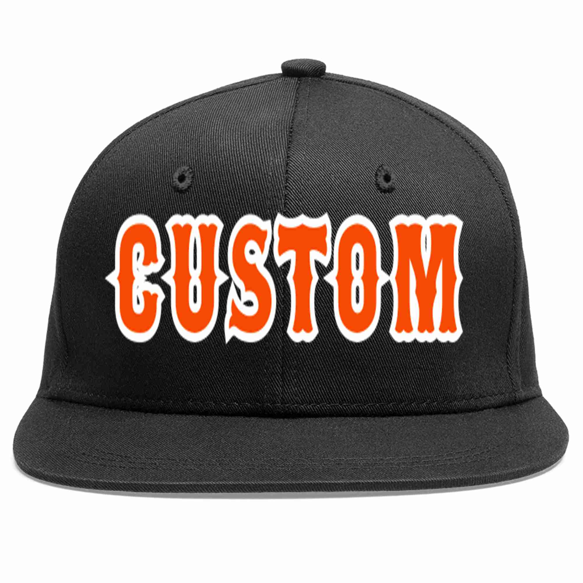 Casquette de baseball sport décontractée personnalisée noir orange-blanc