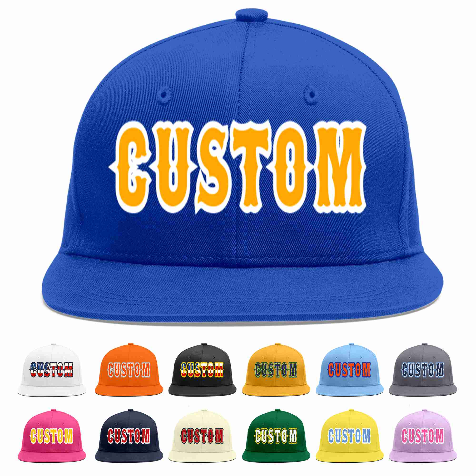 Custom Royal Yellow-White Casual Sport Baseball Cap