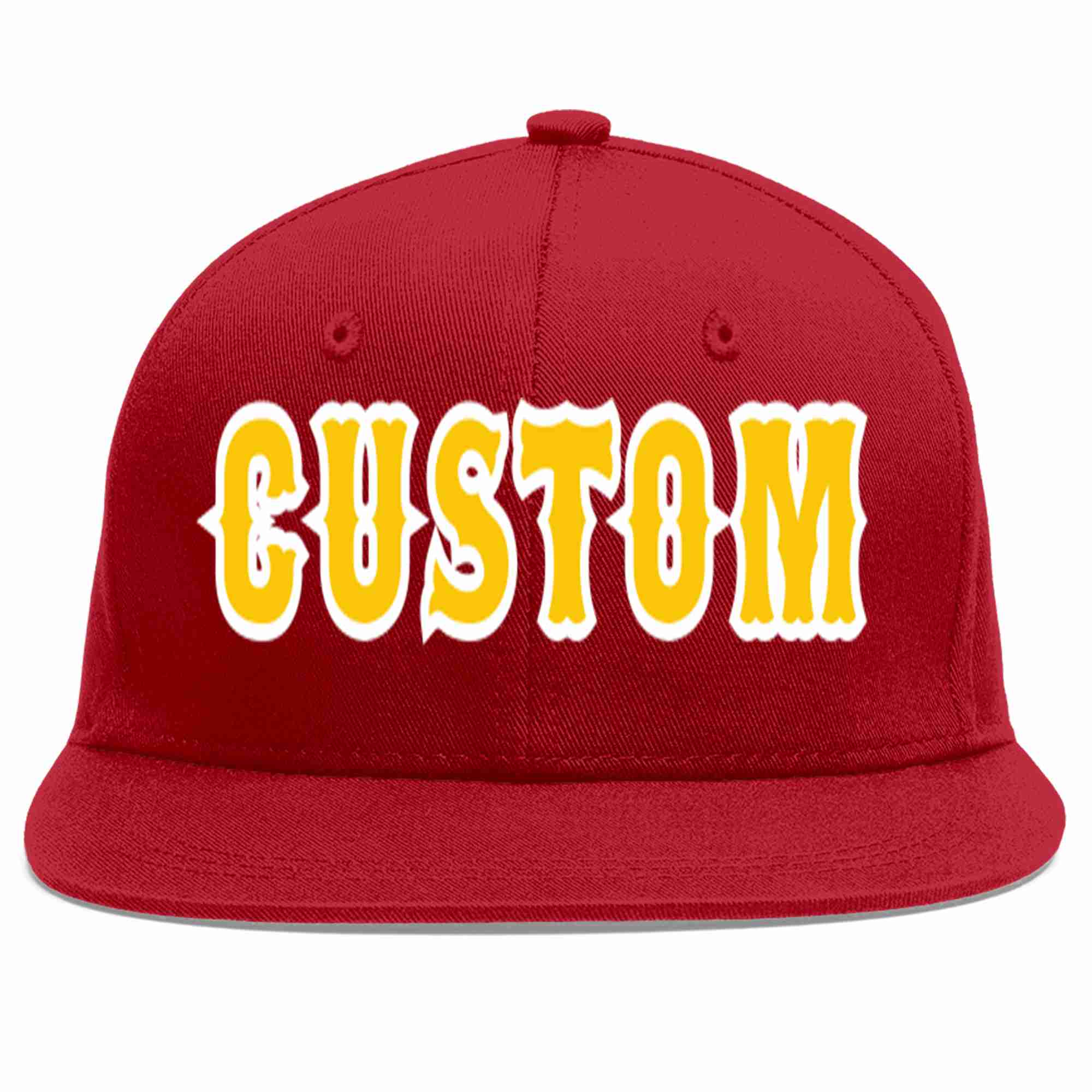 Casquette de baseball sport décontractée rouge or-blanc personnalisée