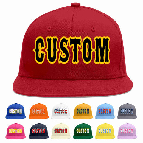 Custom Red Black-Gold Casual Sport Baseball Cap