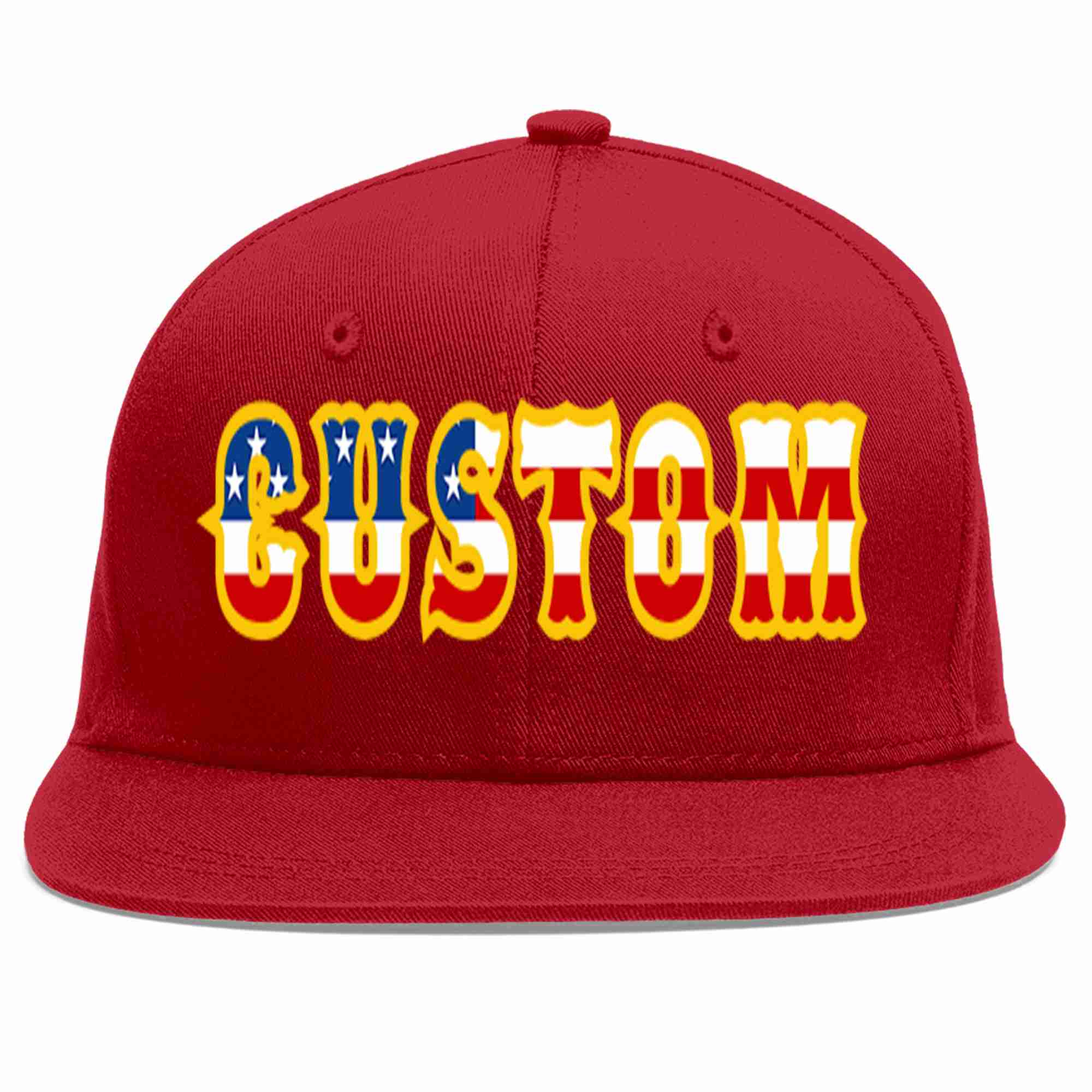 Custom Red Vintage USA Flag-Gold Casual Sport Baseball Cap