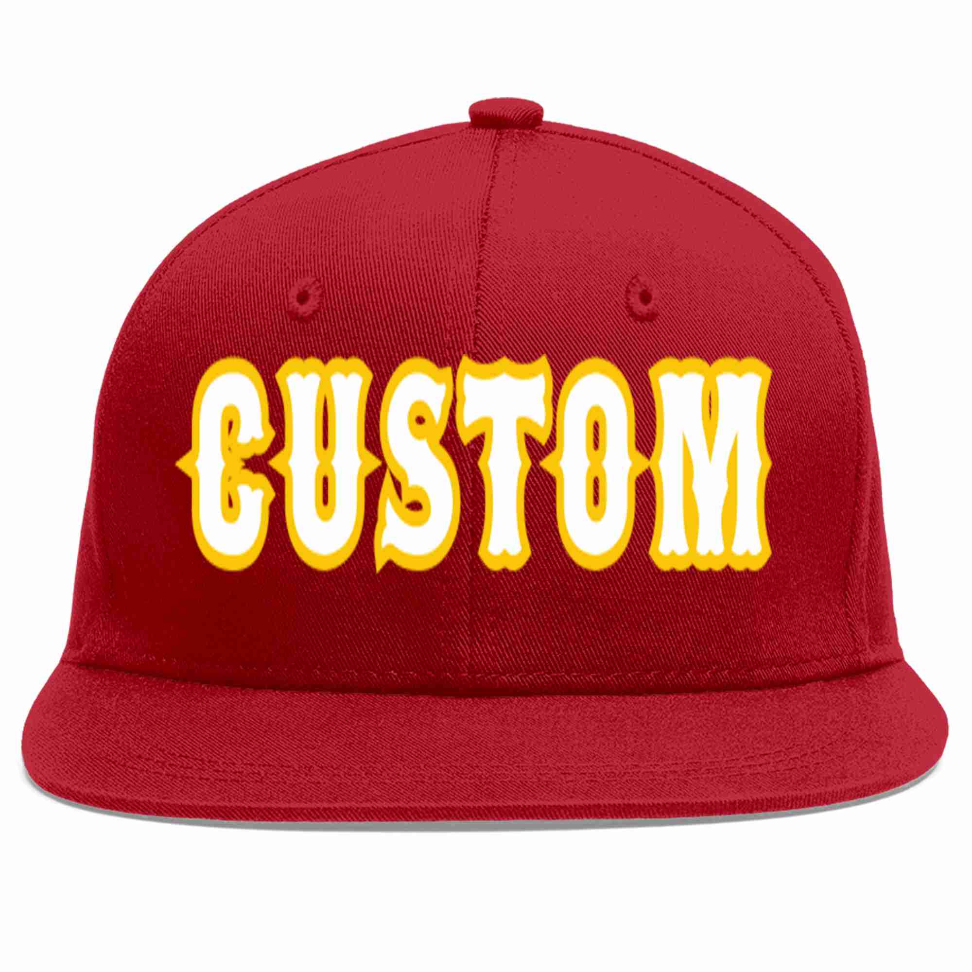 Custom Red White-Gold Casual Sport Baseball Cap