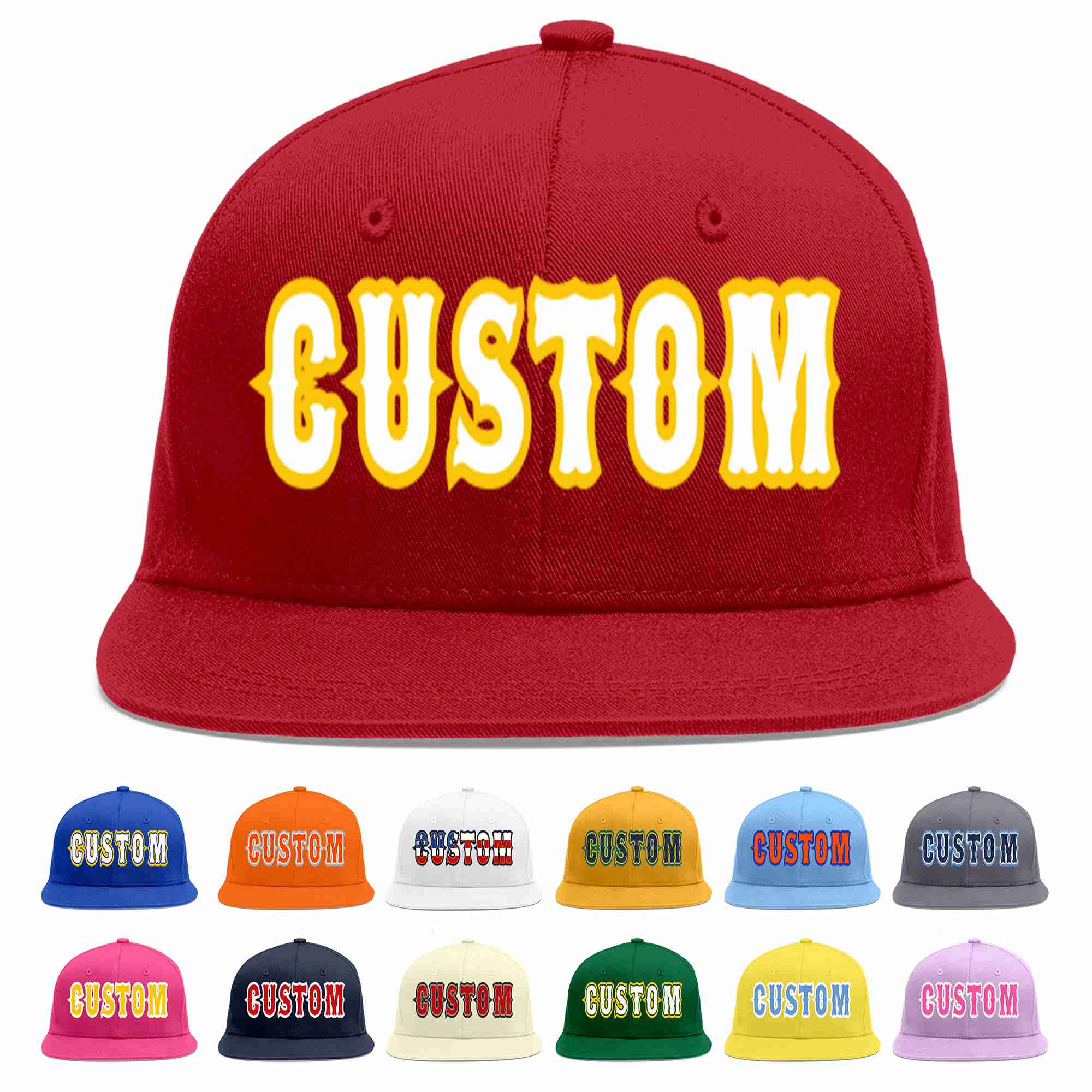 Custom Red White-Gold Casual Sport Baseball Cap