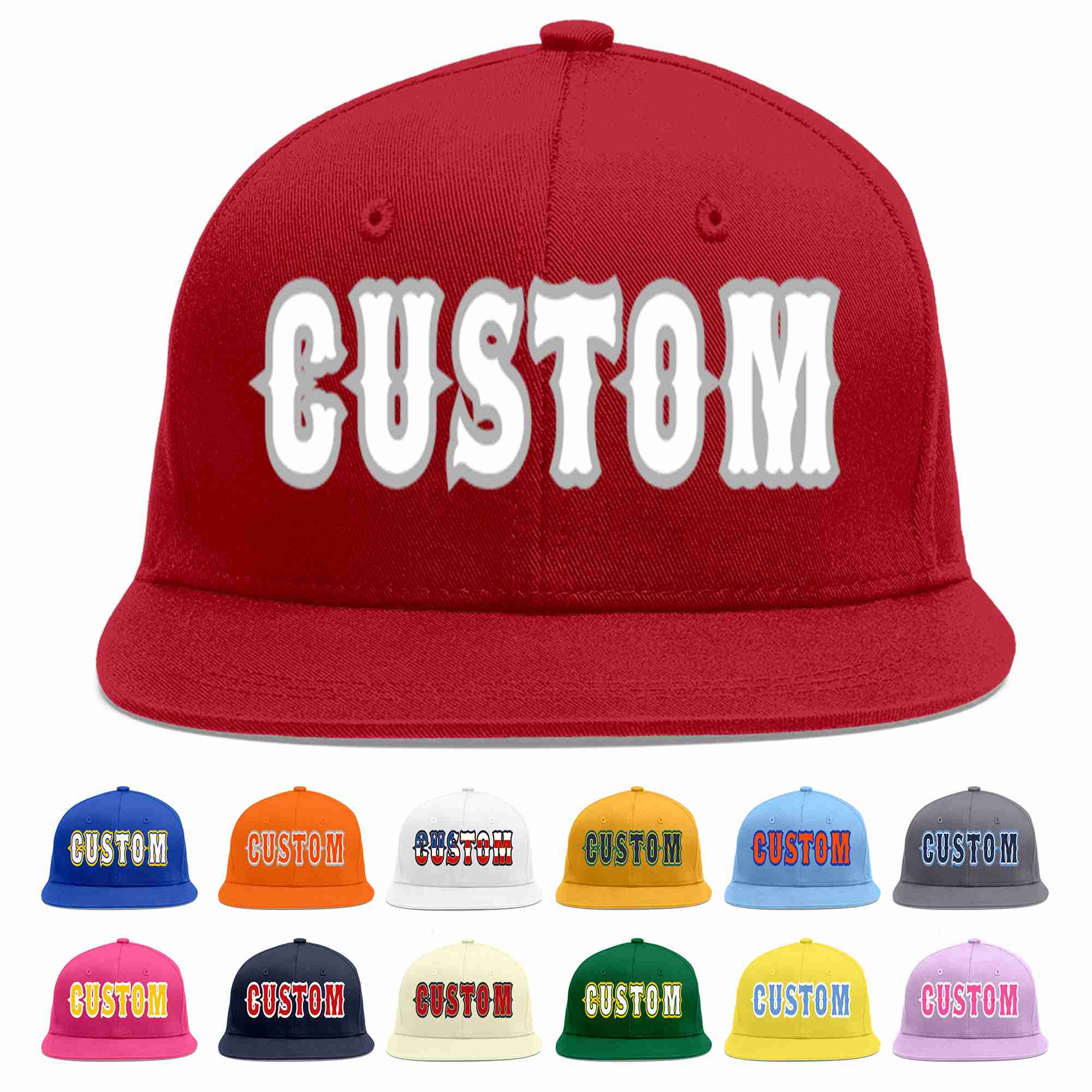 Custom Red White-Gray Casual Sport Baseball Cap