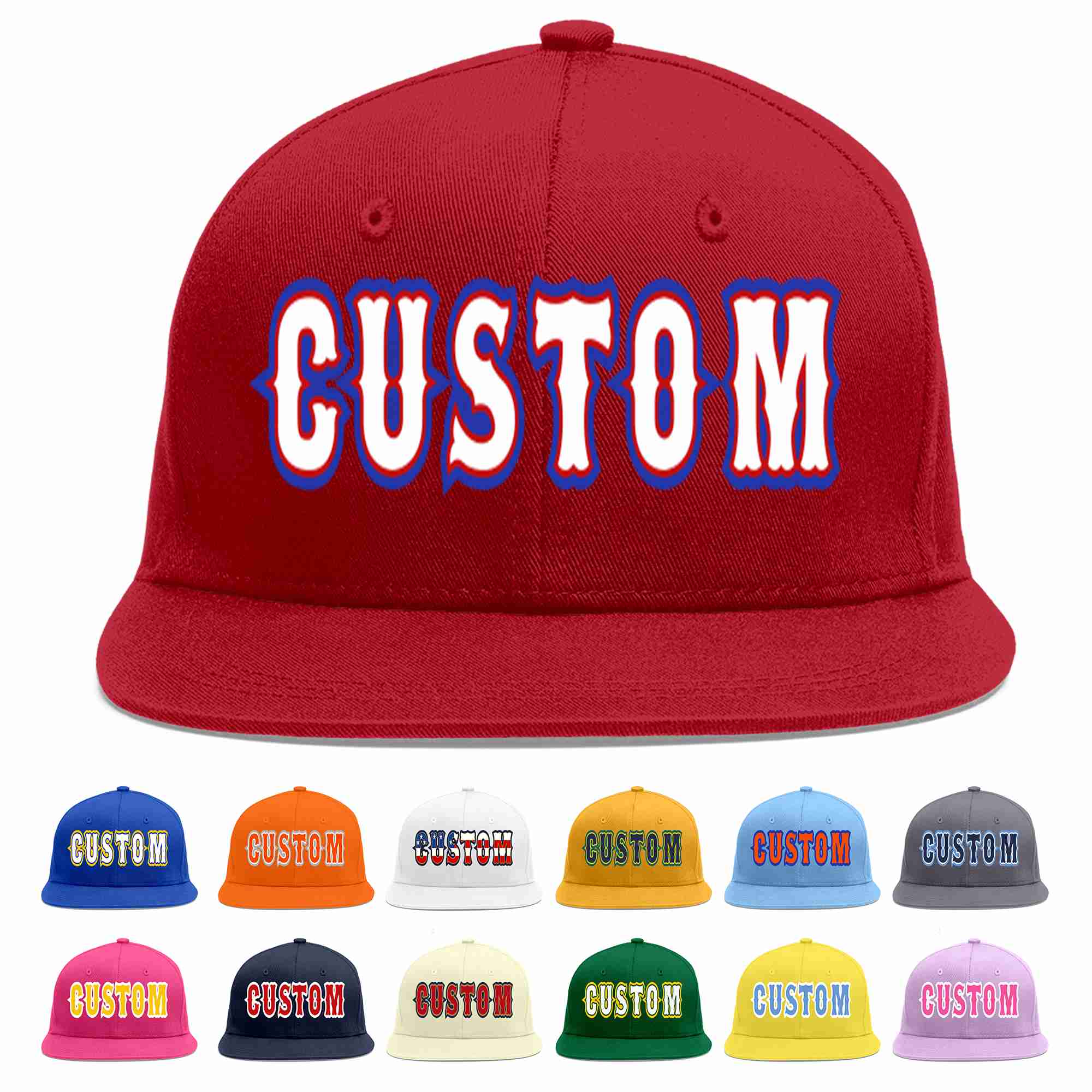 Custom Red White-Red Casual Sport Baseball Cap