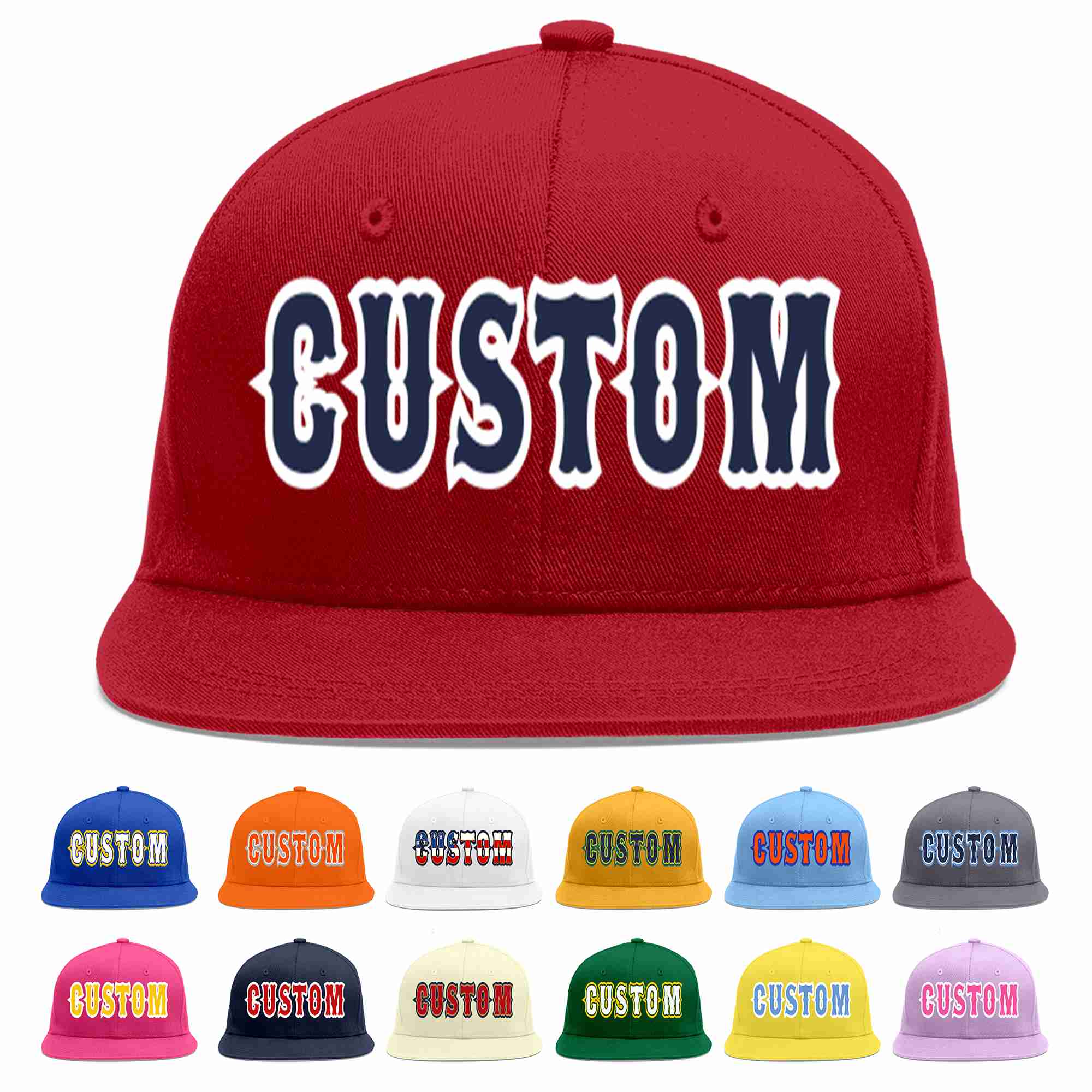 Custom Red Navy-White Casual Sport Baseball Cap